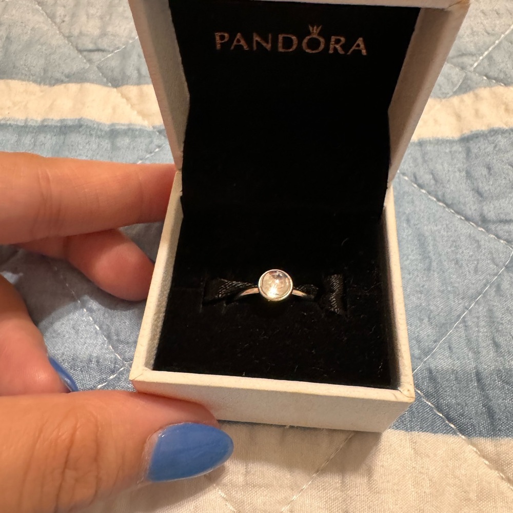 Pandora Silver Ring with Clear Stone